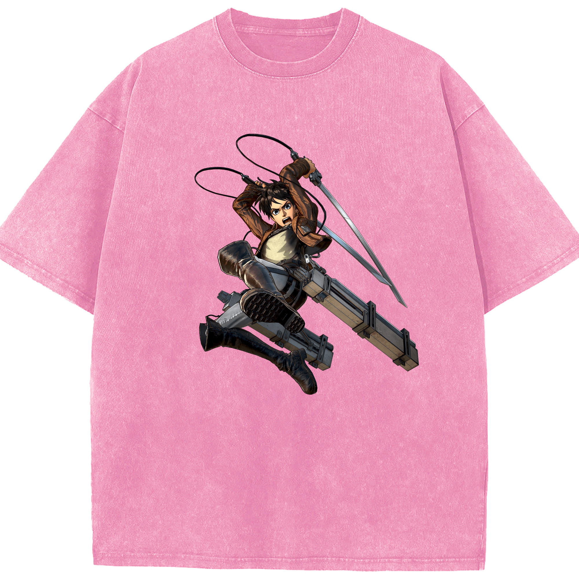 （画像用） 進撃の巨人 エレン･イェーガー Attack on Titan Eren Jäger 綿100% ヴィンテージ風 半袖Tシャツ（フロントプリント）